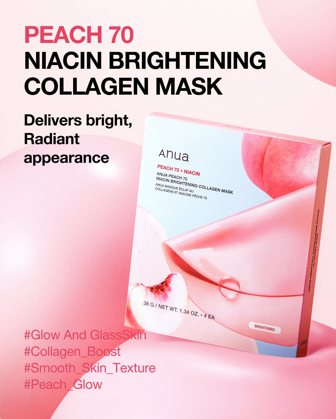 Masque Éclaircissant au Collagène Niacin 70 Pêche